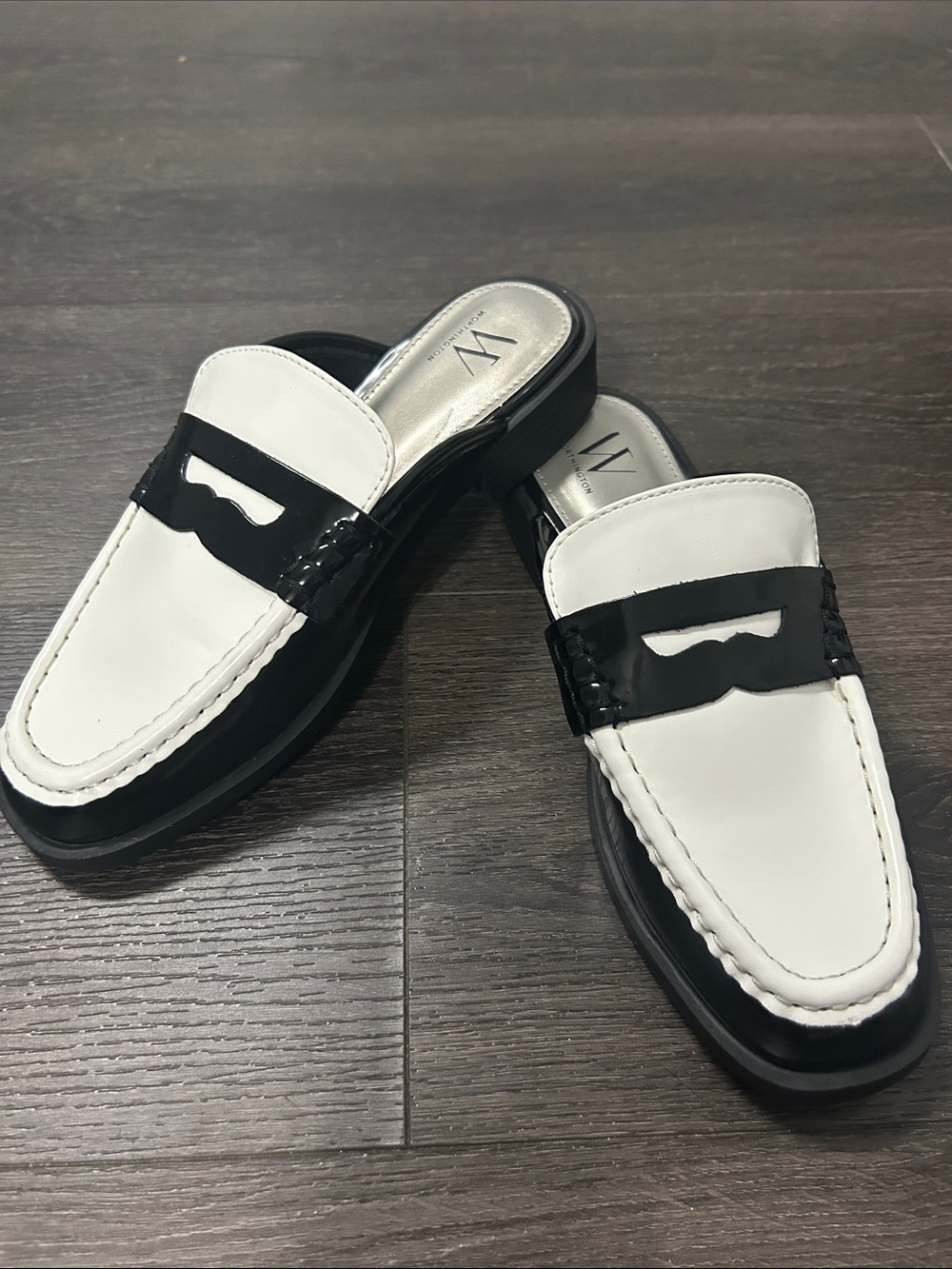 Worthington Women’s Destin Slip-On Loafer Mules in Black and White